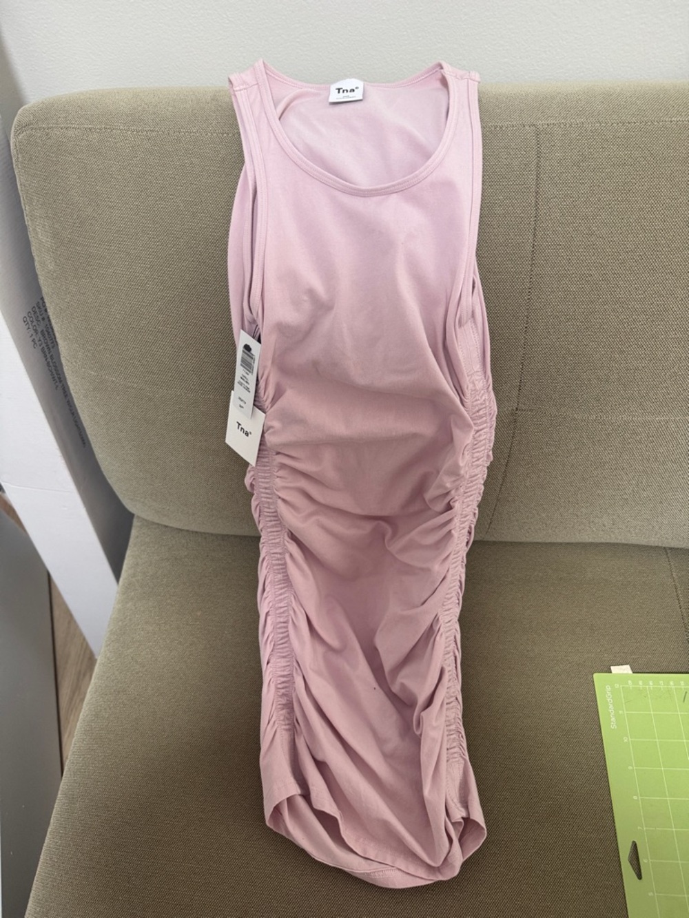 TNA Dusty Pink Side-Ruched Tank Dress